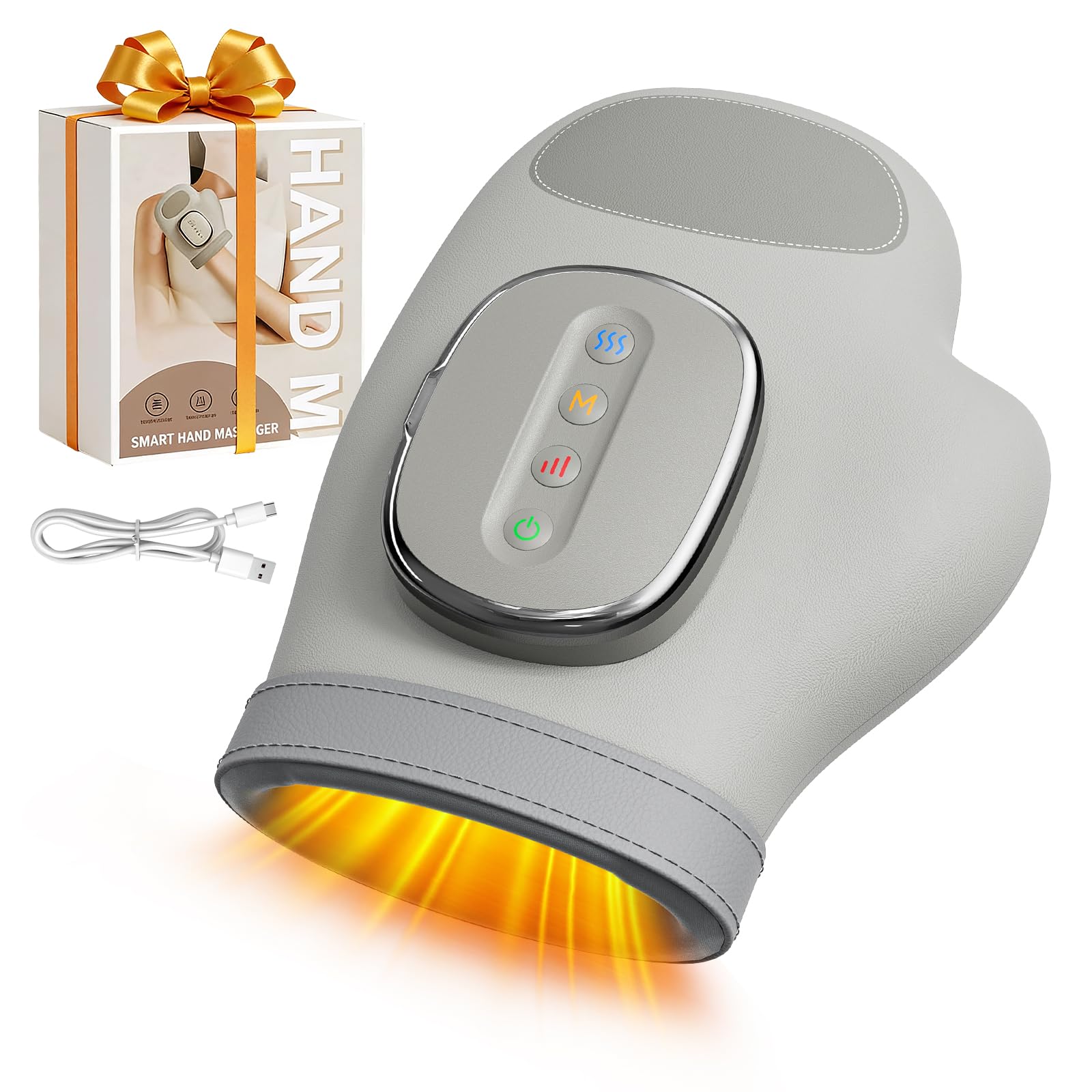 Masajeador de Manos Eléctricos Inalámbrico con Calor y Compresión, 3 Modos, 5 Niveles, 3 Temperaturas, Masajeador Manos Artrosis, Relaja las Mano, Regalo para Hombres y Mujeres