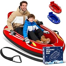 2 Person Snow Sled, Inflatable Heavy Duty Snow Tube for Kids & Adults