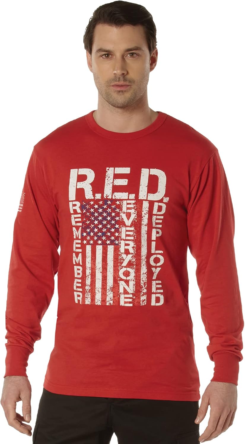 Rothco R.E.D. (Remember Everyone Deployed) Long Sleeve T-Shirt – Mens Crew Neck Graphic Shirt