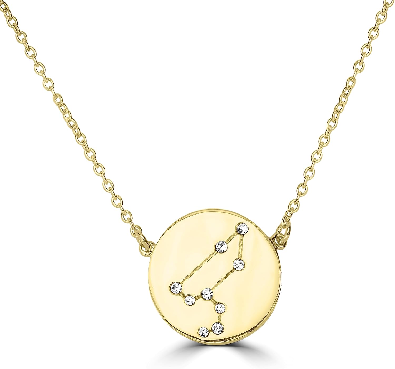 Womens Zodiac Sterling Silver and Gold Plated Crystal Pendant Necklace With 16 Inch Cable Chain Birthmonth Pendant - Jewelry Gift for her