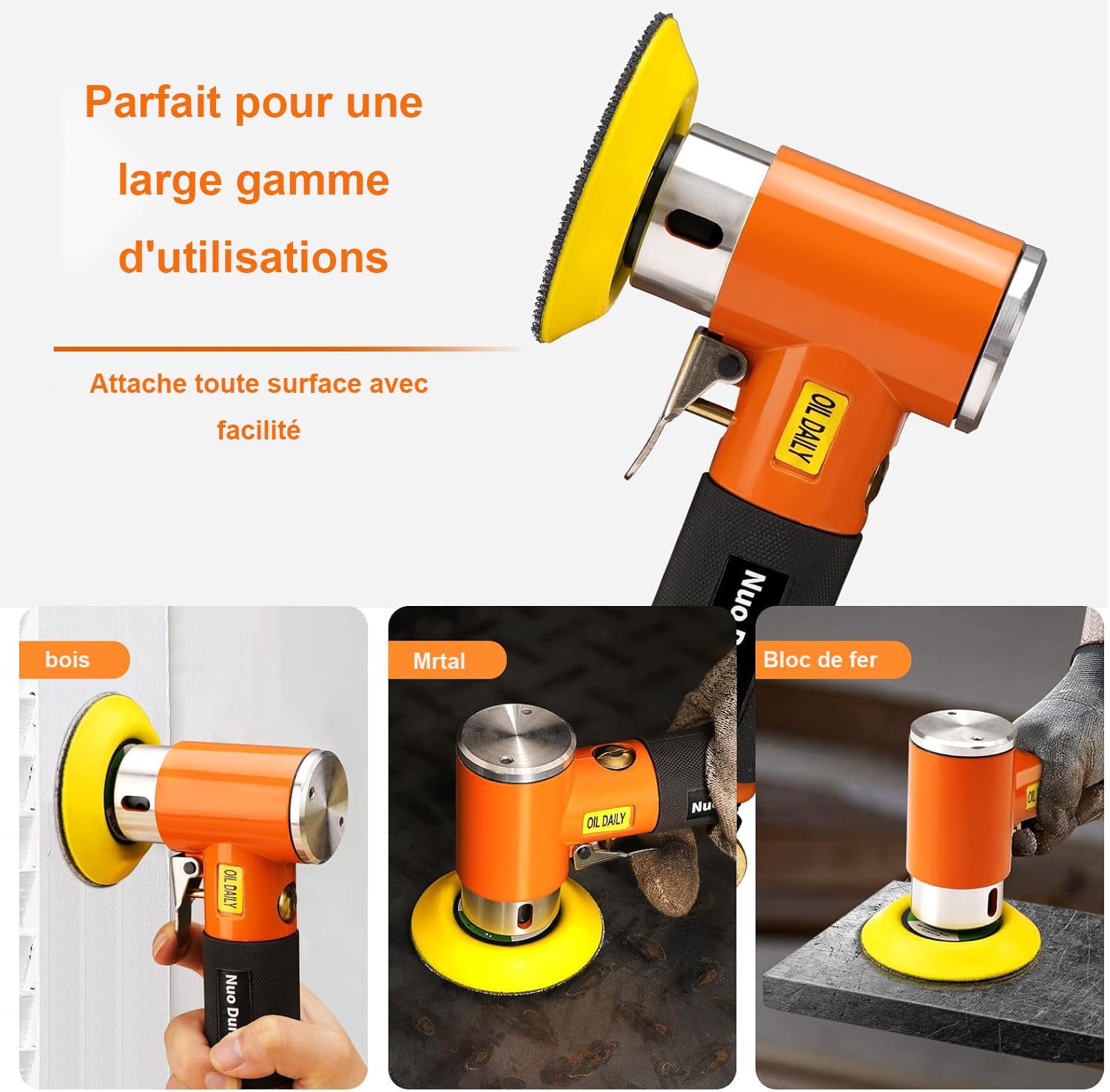 Mini Ponceuse excentrique，Air Sander Pour ponçage et polissage | Doté d’amortisseurs anti-fatigue, réglage vitesse rapide, faible bruit, adapté au ponçage métallique