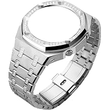 JUSUTEK Innovation Luxury Diamond Watch GA2100 Custom Parts, Diamond Watch Band + Integrated Case, 3rd Generation ga2100 mod Kit Compatible with G-Shock GA2100/GA2110/GA-B2100, Mens Watch