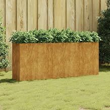 Raised Bed 200 x 40 x 80 cm, Corten Steel, Rust Look, Metal Planter for Garden, Patio, Balcony, Durable and Weather-Resistant, with Support Brackets