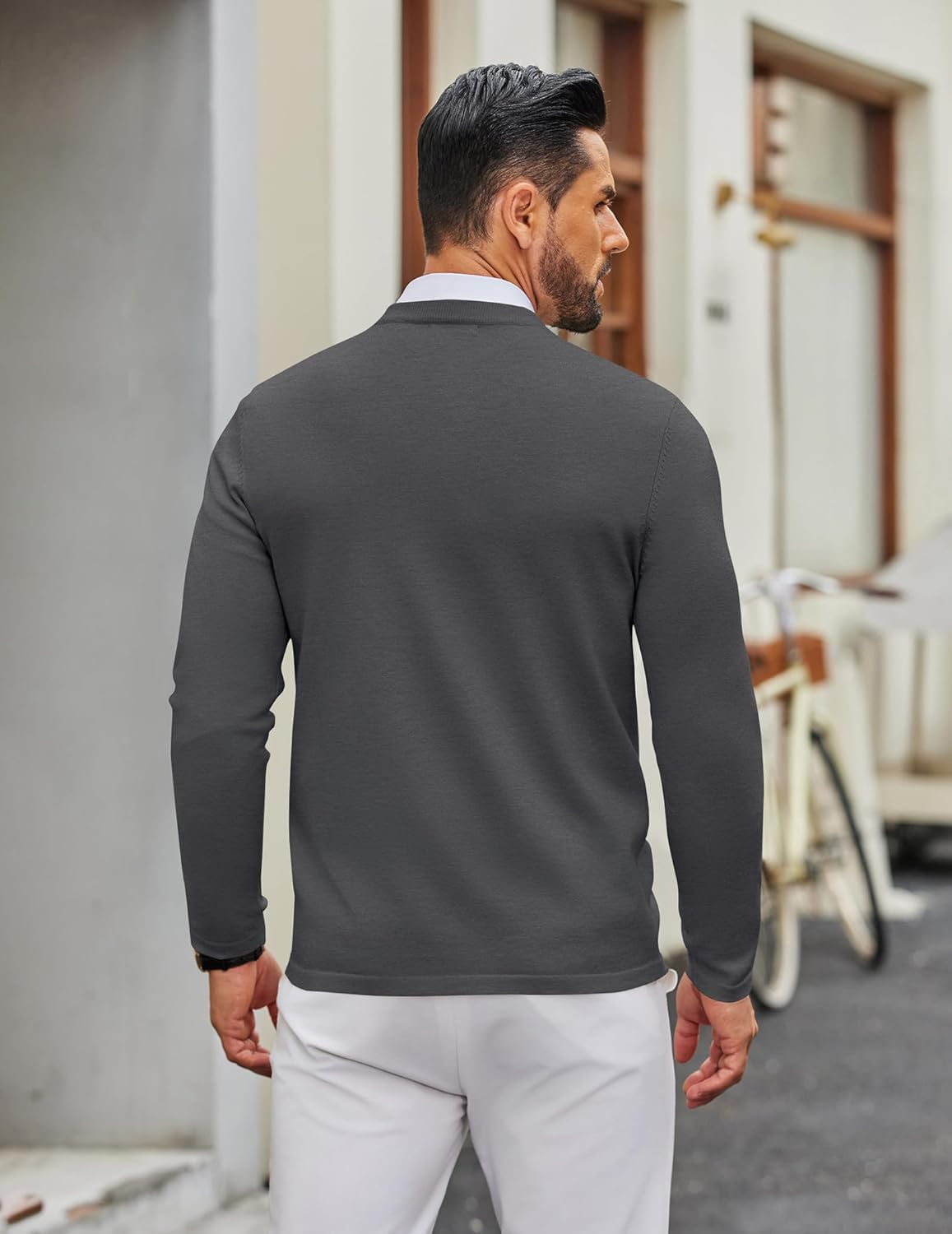 COOFANDY Men's Crew Neck Pullover Sweater Slim Fit Long Sleeve Knit Sweaters Lightweight Dress Casual Crewneck Sweater - Image 4