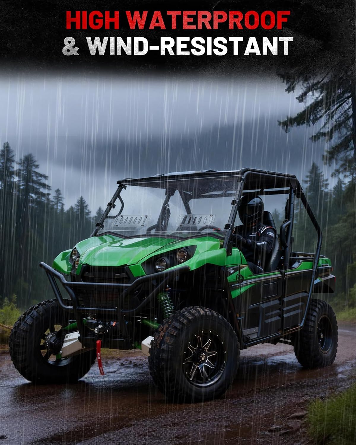 StarknightMT Teryx Windshield Scratch-resisatant Vent Window Compatible with 2016+ Kawasaki Teryx 800 2/4 Seaters 2021+ Teryx S/S 4 Accessories Clear Front Windshield Used with Roof