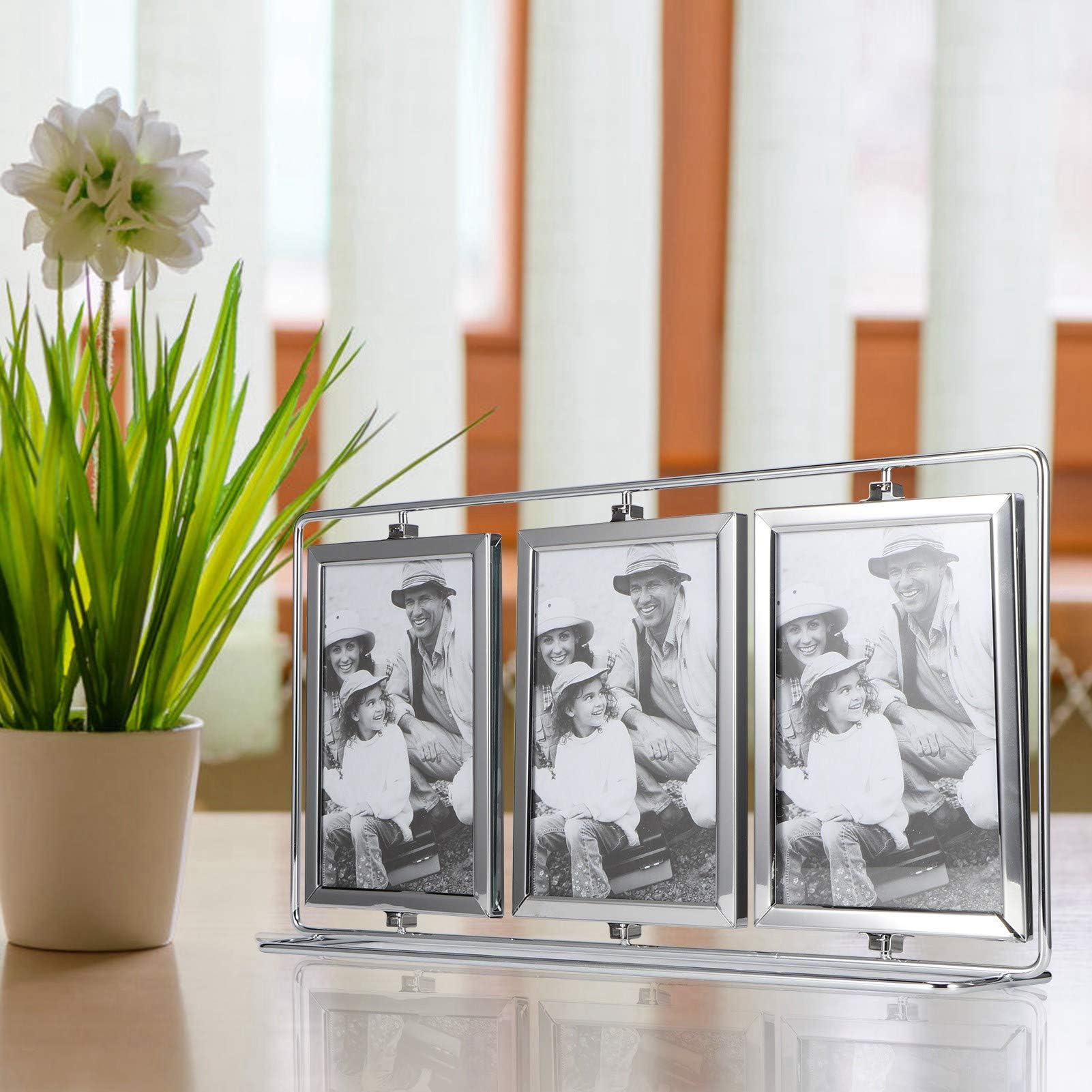 Rotating Metal Photos, Triple Collage Retro Stainless Steel, Company Gifts, silver - Image 2