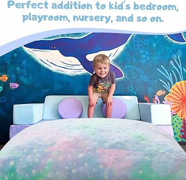 COMAX Bean Bag Chairs for Kids, 3-in-1 Convertible Kids Bean Bag Bed | Convertible Toddler Beanbag Chair Couch with Filler Included, Glow-in-the-Dark Children Bean Sofa for Boys and Girls