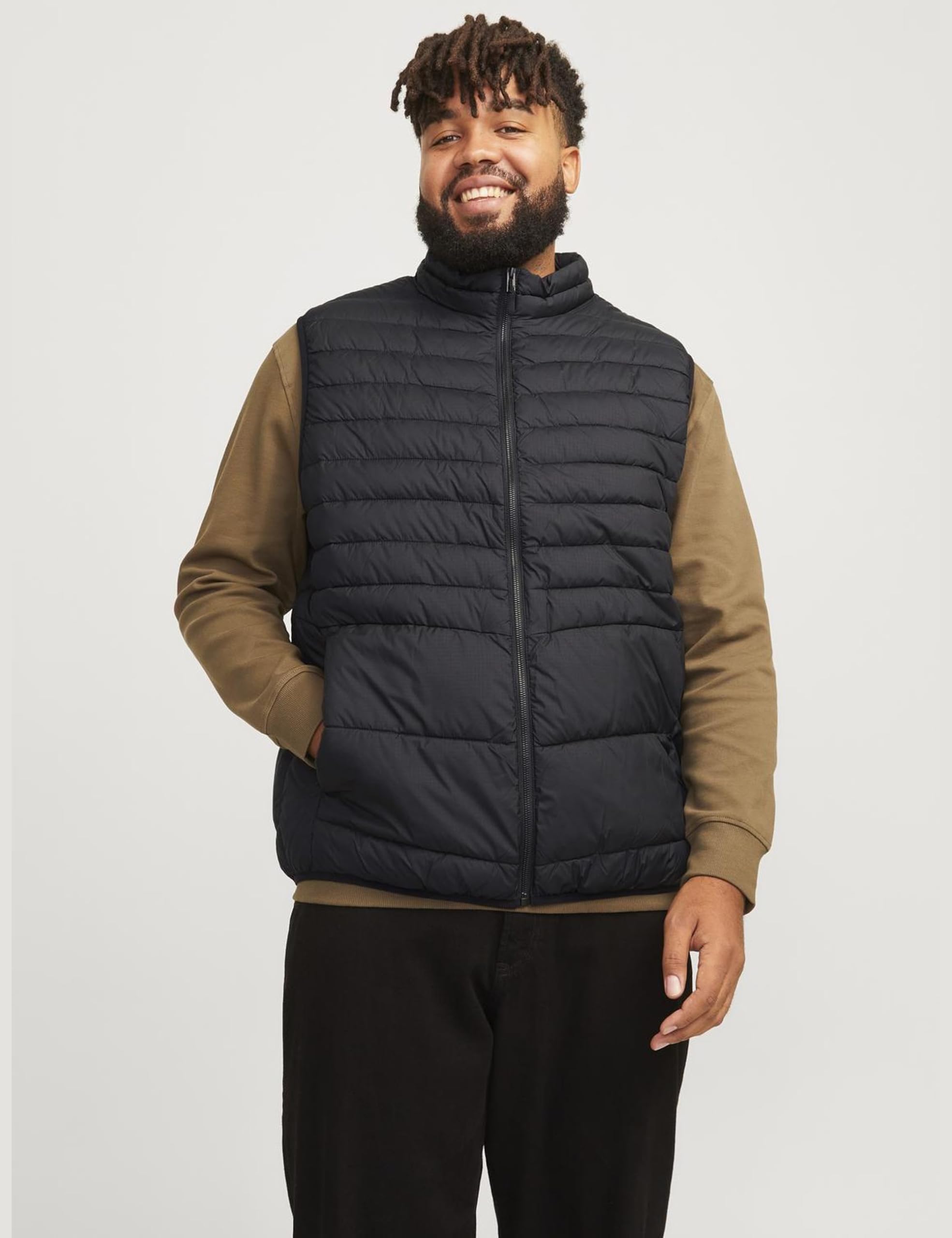 JACK&JONES PLUS Jjestate Packable Puffer Bw Collar Pls Gilet trapuntato da uomo