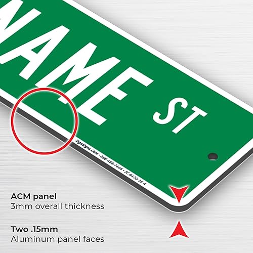 Miniatura 6 de Letrero de calle personalizado, letrero de calle personalizado, fondo verde camino personalizable para letrero de Navidad, 18 x 4 pulgadas, ACM,