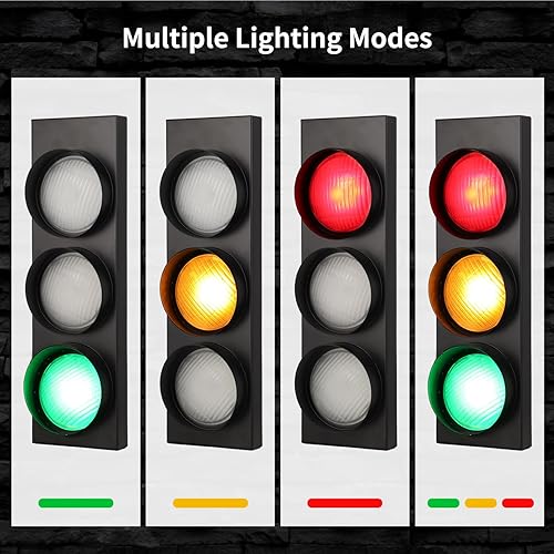 Miniatura 3 de yeesport Lámpara de Pared con Señal de Tráfico, Luz LED de Tráfico Retro con Control Remoto, Luz de Stop para Dormitorio Infantil, Luz Decorativa
