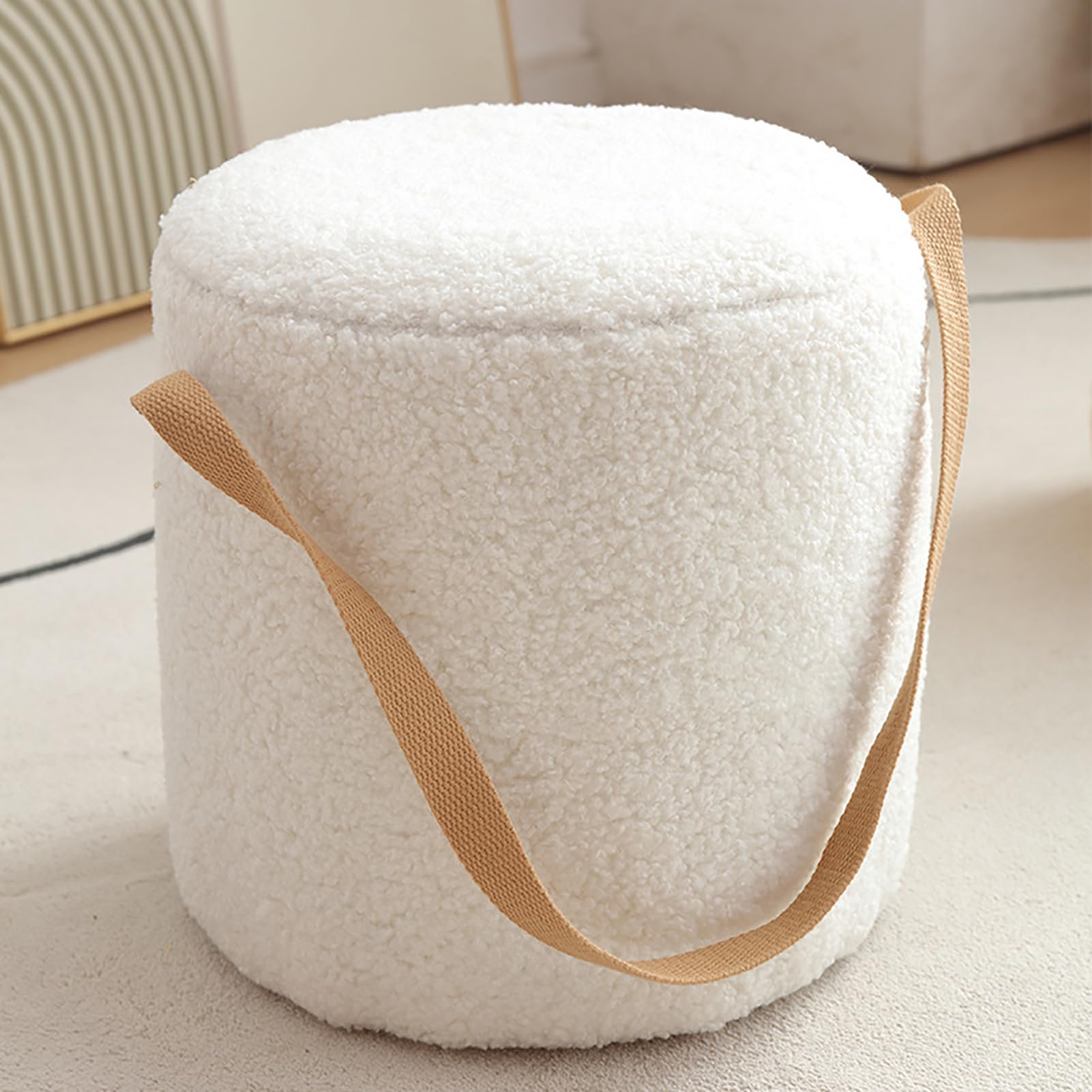 NakeahDressing Table Chair Dressing Table Stool Round Velvet Chair Multi-Functional Footstool Ottoman Seat for Living Room Bedroom,A