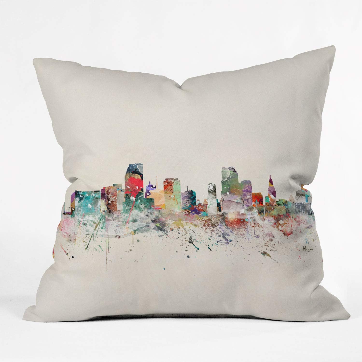 Society6 Bri Buckley Jersey City Skyline Throw Pillow, 16" x 16", Multi