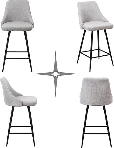 Miniatura 7 de BTEXPERT Juego de 4 sillas de bar tapizadas de alta calidad para comedor de 25 pulgadas con respaldo alto, terciopelo gris, taburetes de bar de