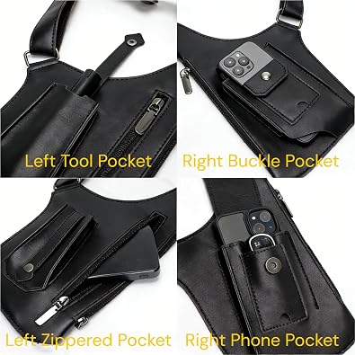 Double Shoulder Armpit Bag for Men, Fashion Leather Double Shoulder Straps Holster Wallet Adjustable Oxford Cloth Underarm