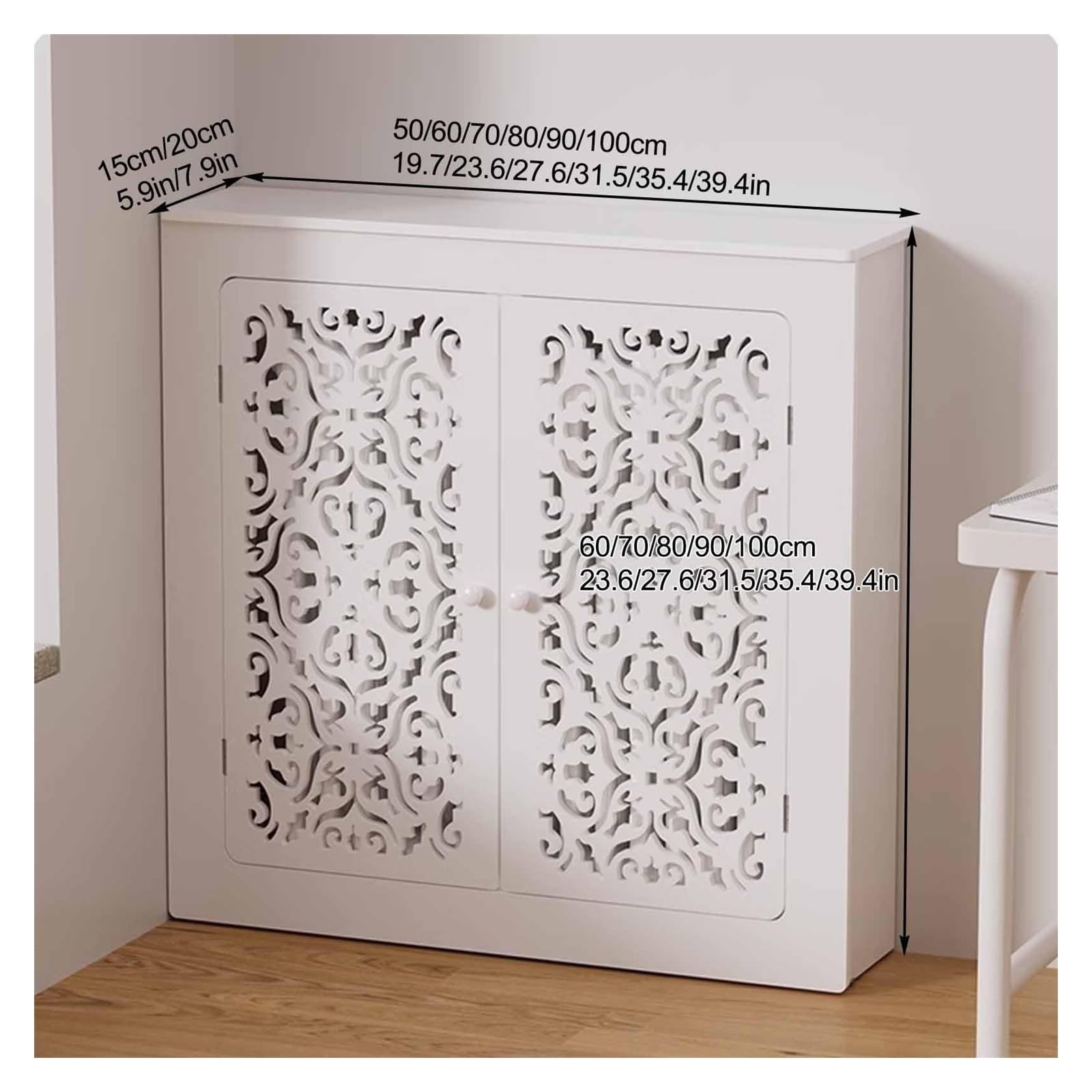 Moderno armario con cubierta de radiador de granja con estante Sto – Soporte de calentador para baño, cocina, oficina y habitación de Utili – Decoración rústica que ahorra espacio y funcional Sto