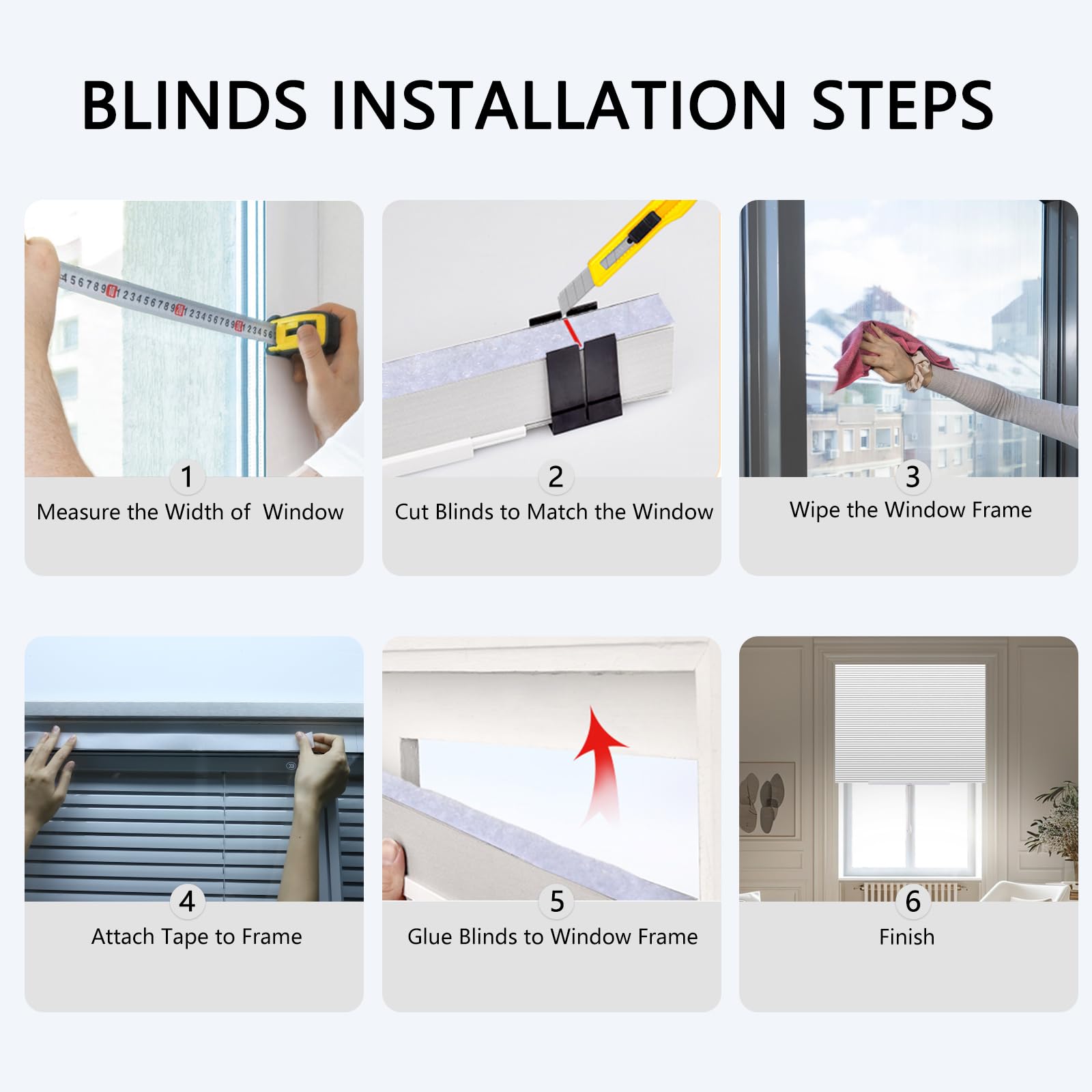 No Drill Blinds Stick On Temporary Blinds Self Adhesive No Screw Adjustable Light Filtering Pleated Paper Blinds For Bathroom Kitchen Bedroom Windows Doors - Image 6