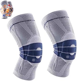 Far Infrared Titanium Ion Heightening Knee Guard, Professional Knee Brace, Meniscus Joint Protective Covers, Knee Compression Sleeve, Compression Knee Support, Knee Pads (Grey, XL)