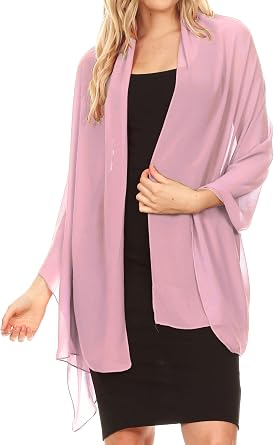 Sakkas Jona Women Soft Sheer Chiffon Bridal Wedding Evening Scarf Shawl Wrap Stole