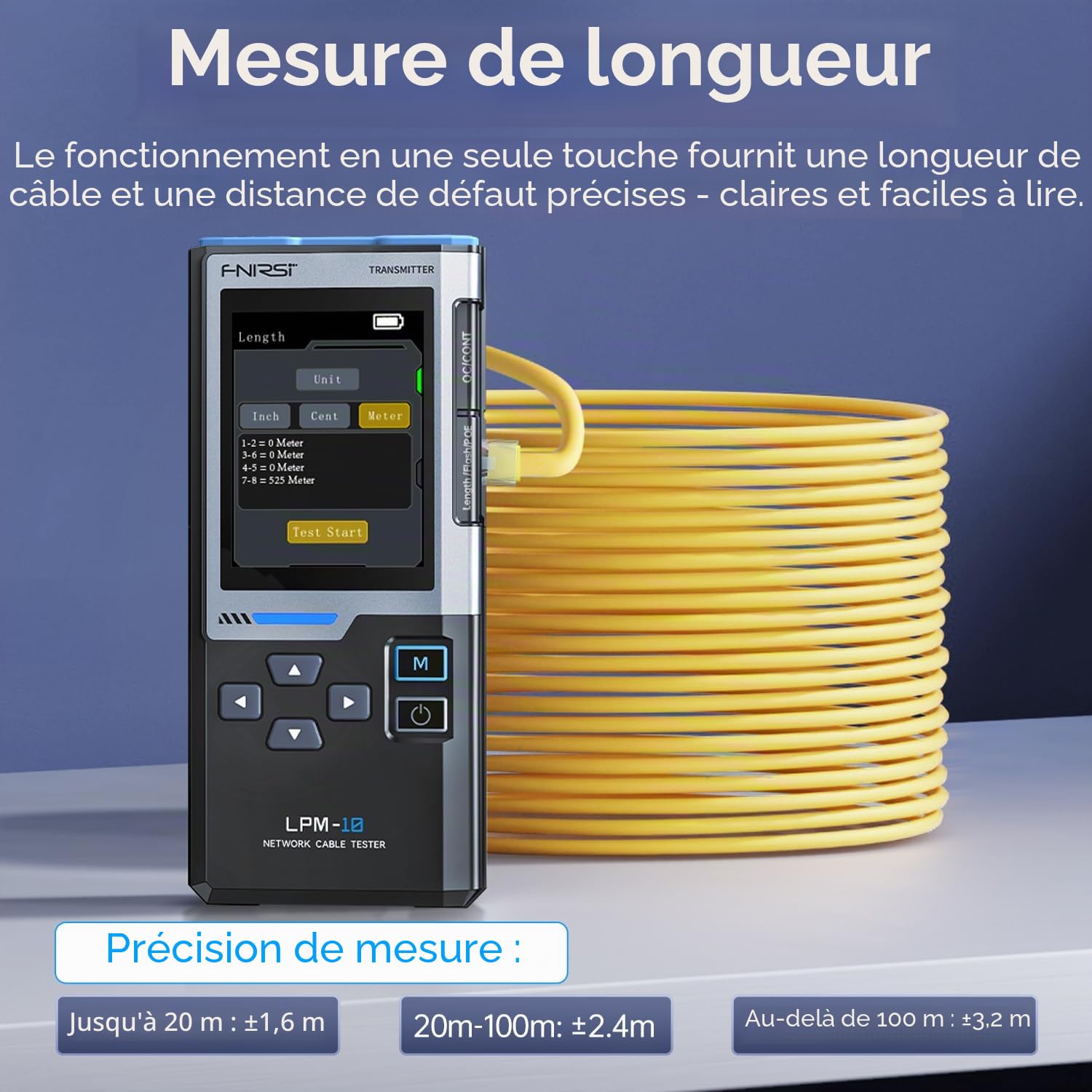 LPM-10A Localisateur de câble intelligent RJ45 RJ11 Ligne Tracker Longueur Test Flash Port Outil anti-interférence pour réparation et entretien