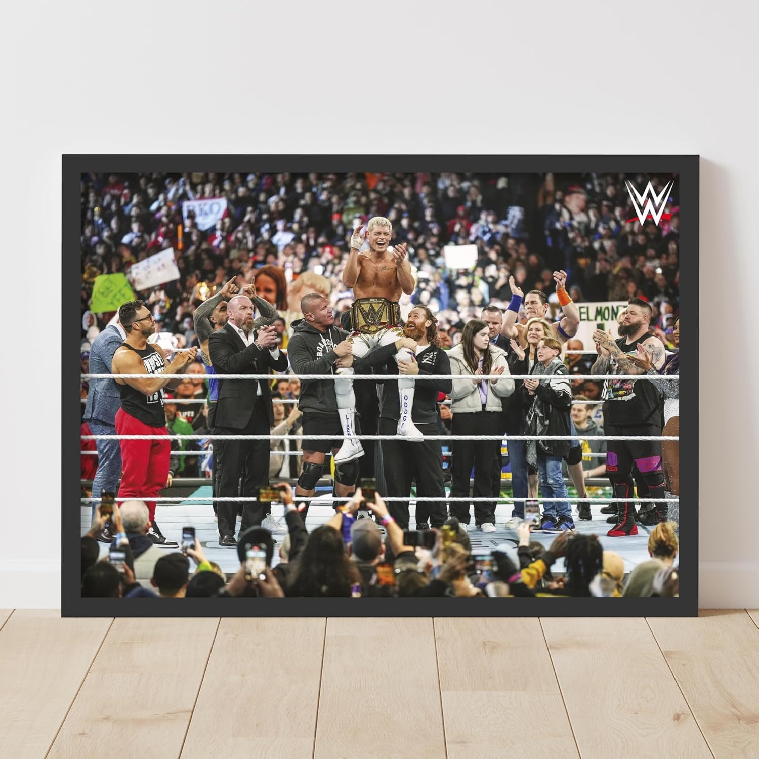 Themed Black Wwe Print - Cody Rhodes Championship Win Wrestlemania Poster Wrestling Wall Art (21Cm X 29.7Cm - A4)