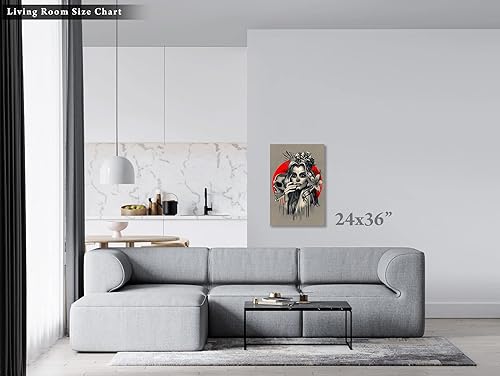 Miniatura 3 de SUGARSKULL GIRL with CROWN - CANVAS WALL ART - Day of the Dead Painting - Tattoo Artist Sugar Skull Queen Flower Poster Gift