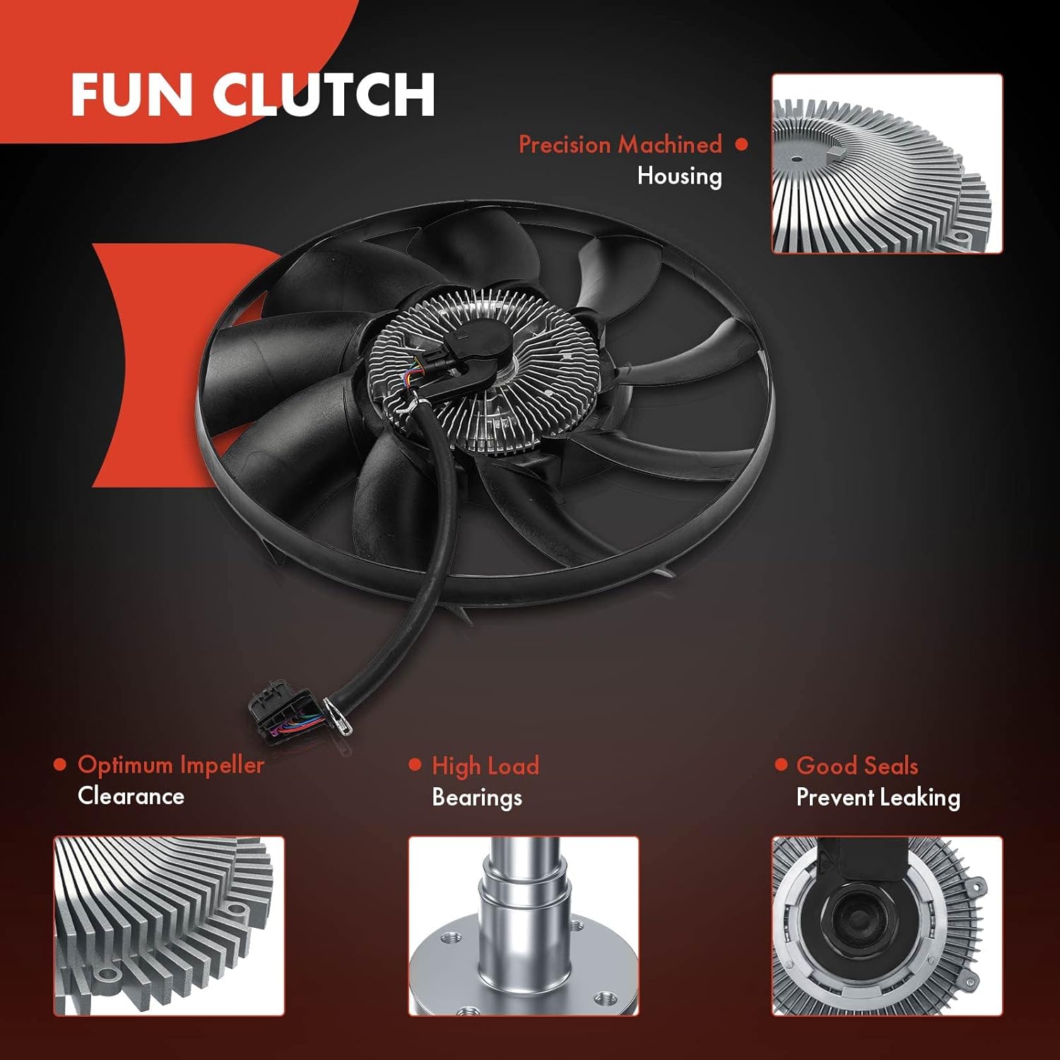 A-Premium Electronic Radiator Cooling Fan Clutch Compatible with Land Rover Range Rover Sport 2006-2009, LR3 2005-2009, LR4 2010-2015, Sport Utility
