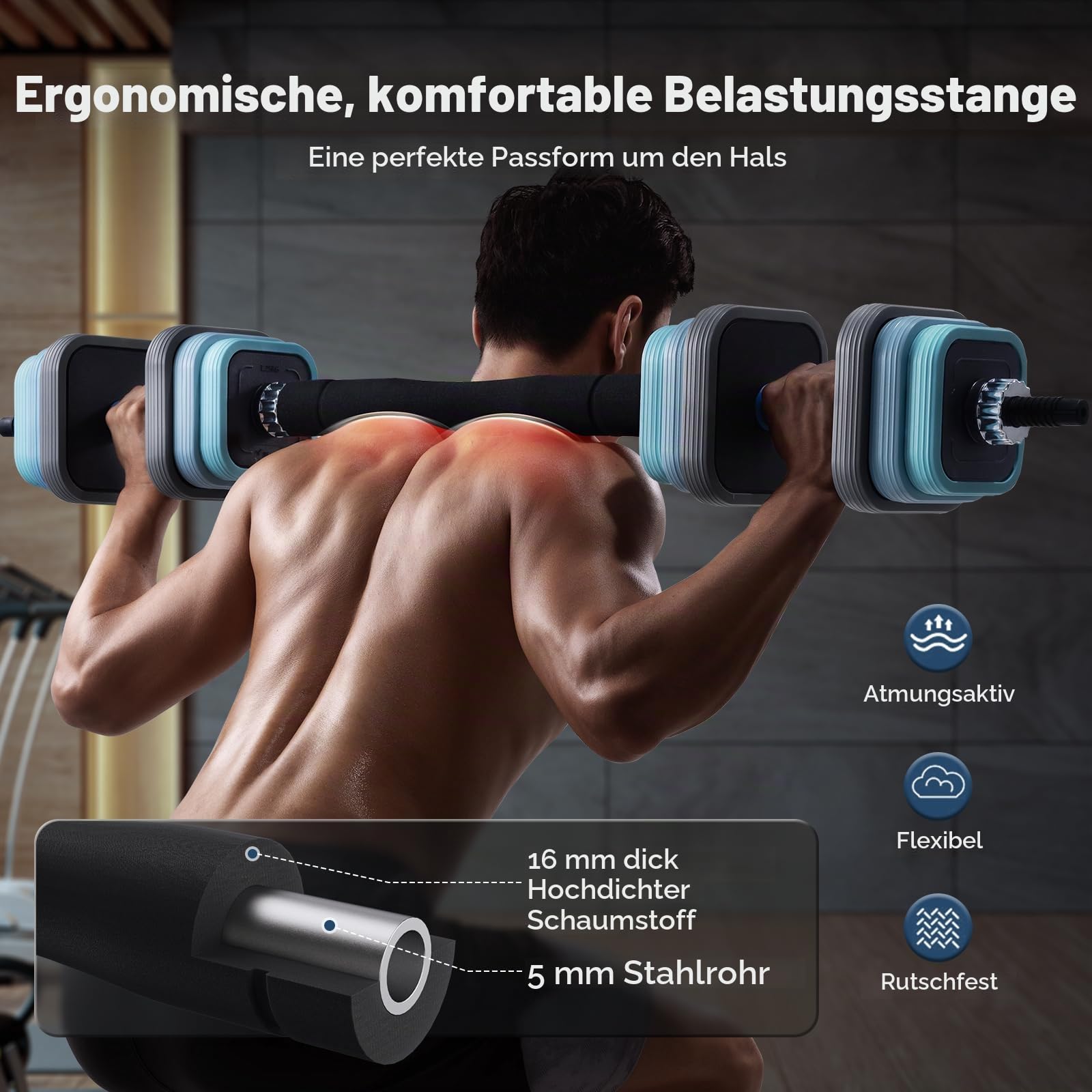 Merach Hanteln Set Kurzhanteln 10kg/20kg/30kg/40kg,3 in 1 Verstellbar Dumbbell,Langhanteln,LIEGESTÜTZE,Hantelscheiben, Hantel mit Verbindungsstahlrohr Gewichten,Krafttraining,Zuhause, Fitnessstudio