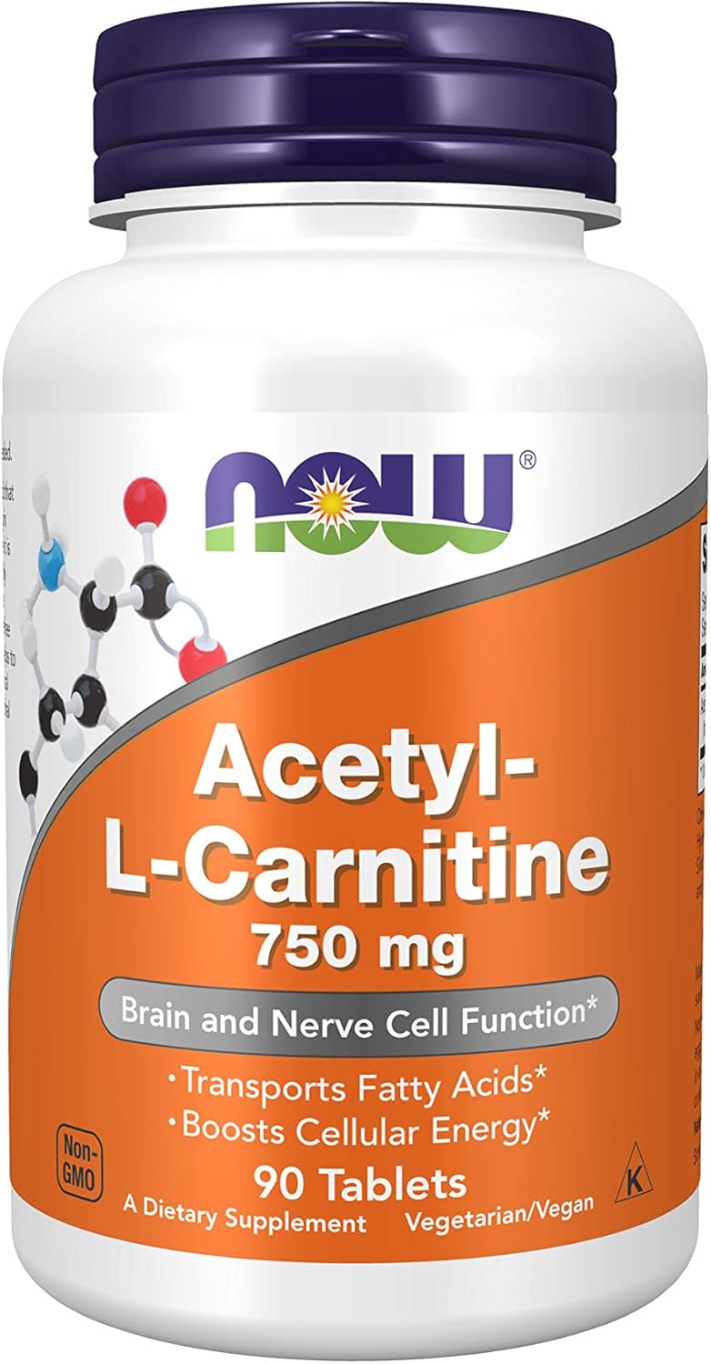 NOW Supplements, Acetyl-L-Carnitine 750 mg, Amino Acid, Brain And Nerve Cell Function*, 90 Tablets : Health & Household