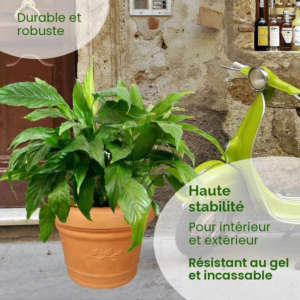 MePla Palermo - Pot de fleurs rond résistant aux intempéries et UV - Ø60 cm - Terre cuite