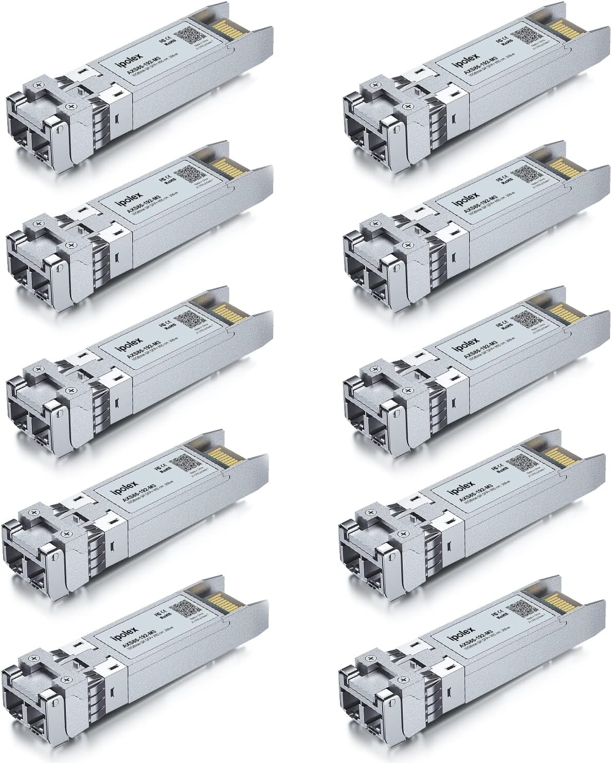10Gb/s SFP+ 10GBase-SR Transceiver Module for Cisco SFP-10G-SR, Ubiquiti, D-Link, Supermicro, Netgear, Mikrotik, ZTE (MMF, 850nm, 300-Meter, DDM)