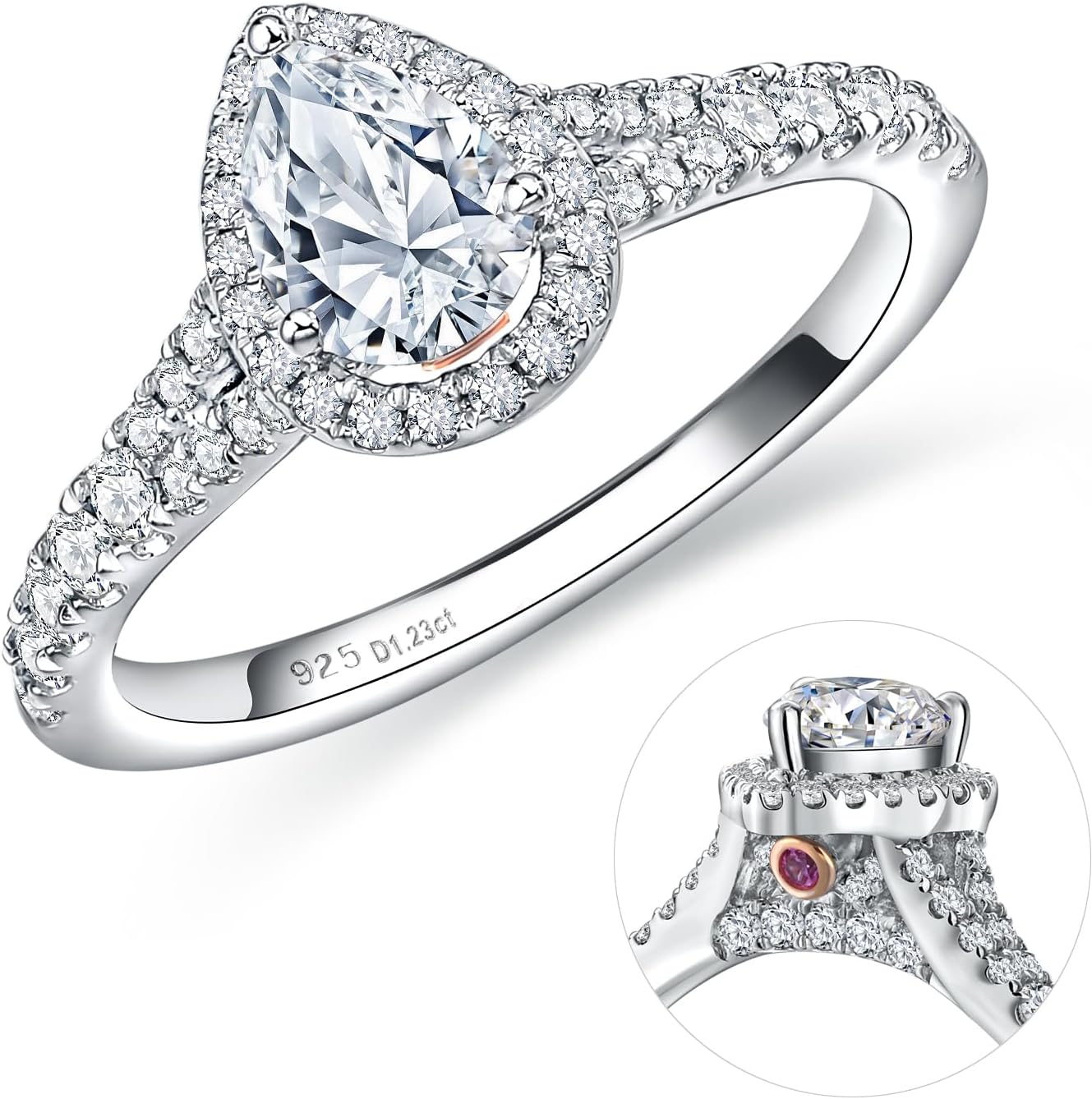 AGRULE Moissanite Engagement Ring, D Color VVS1 Clarity, 1.2-1.7CT, 925 Sterling Silver with 18K White Gold Plated, Cushion/Heart/Oval/Princess Cut Promise Rings for Women