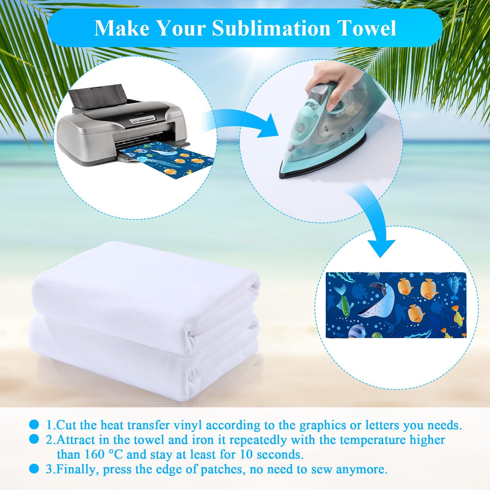 Breling Pieces Sublimations-Badetuch, blanko, Mikrofaser, Polyester, dickes Handtuch, saugfähig, weißes Handtuch für Sublimation, DIY, Zuhause, Badezimmer, Strand, 152 x 68 cm