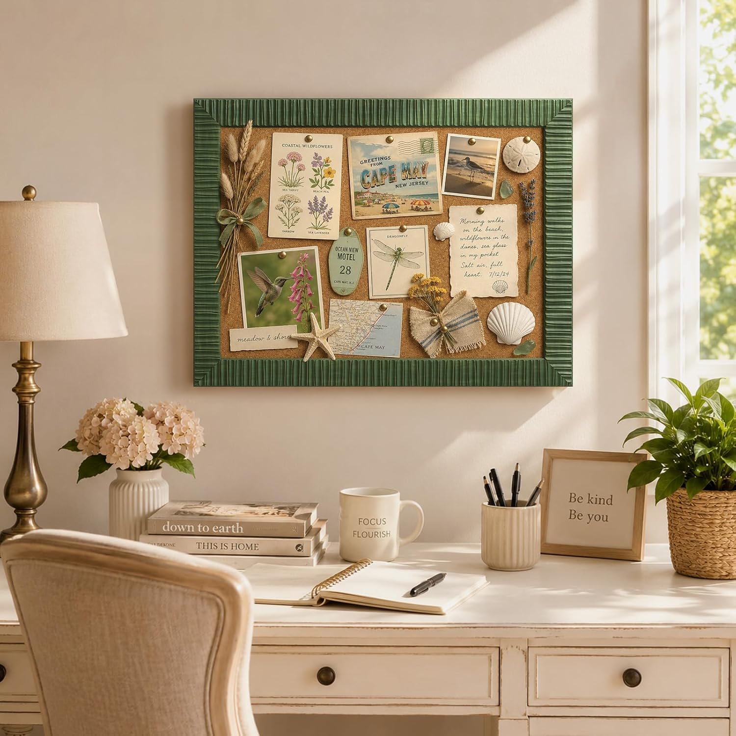 16x20 Boho Decorative Bulletin Board for Home Office Wall Decor,Sage Green image 2