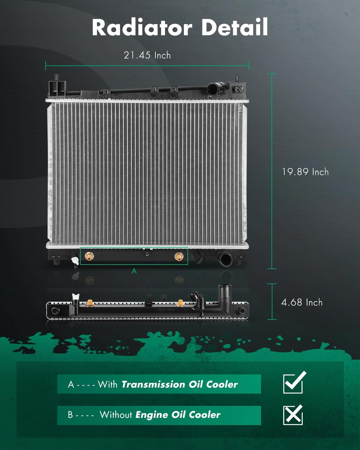 SCITOO Engine Coolant Aluminum Radiator Assembly for 2004-2006 for Scion for xA 1.5L 2004-2006 for Scion for xB 1.5L 2000-2005 for Toyota for Echo 1.5L; Replace: 2305,SC3010102, 1640021080