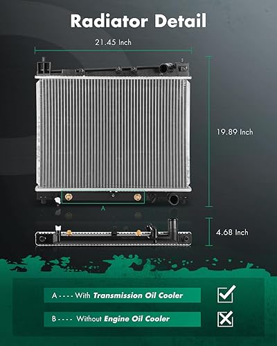 Vista 292 de SCITOO Radiador 2839 apto para Jeep 2006-2010 para Jeep para Commander 3.7L 2005-2010 para Jeep para Grand Cherokee 3.7L 2005-2009 para Jeep