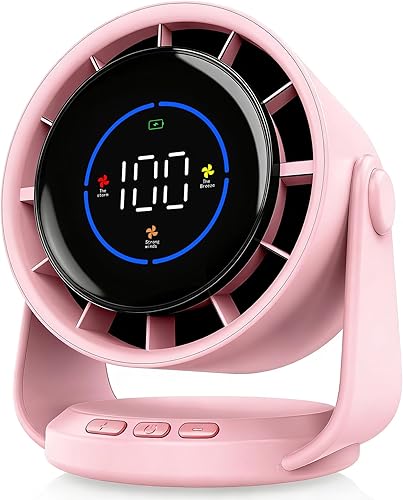 Miniatura 8 de Ventilador de escritorio, ventilador de mesa turbo para dormitorio, pantalla digital de 100 velocidades, bajo ruido, inclinación ajustable de 105°,