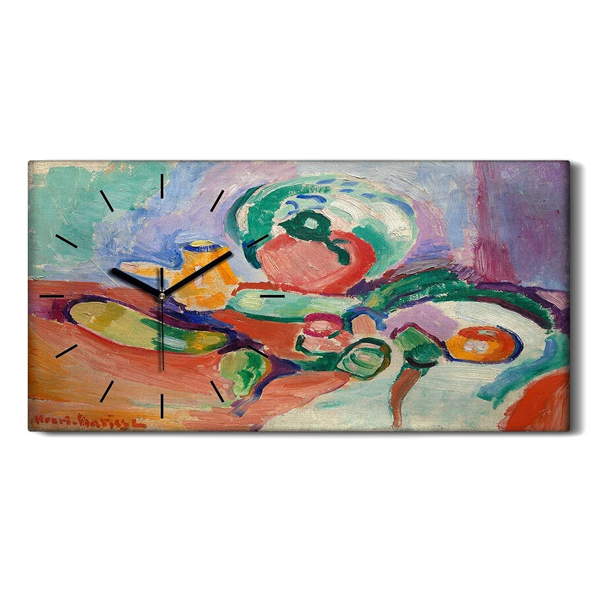 Horloge sur Toile 60x30cm Nature Morte Légumes Décoration Murale Cuisine