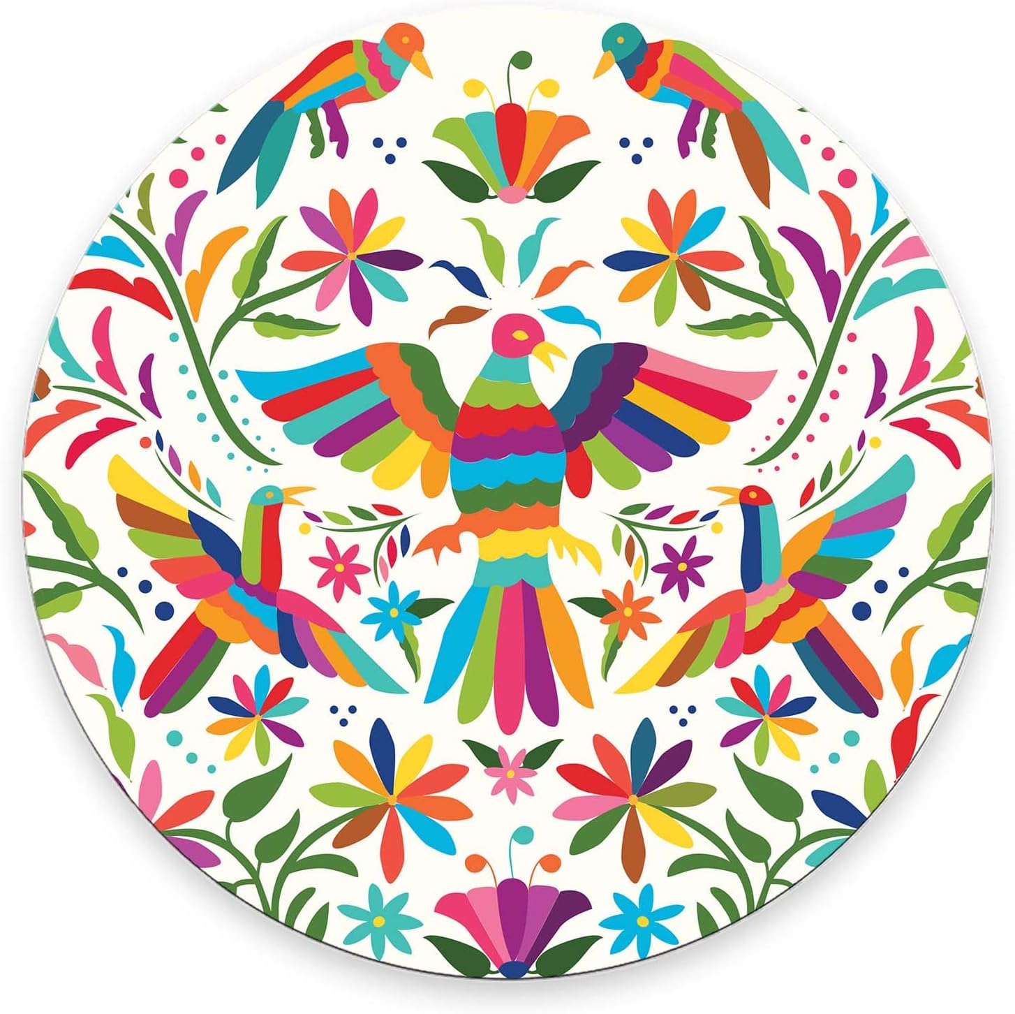 Round Mouse Pad, Colorful Mexican Traditional Customized Premium-Textured Mouse Mat,Washable Mousepads with Cloth, Non-Slip Rubber Base Small Mousepad, 7.9×7.9×0.12 inches