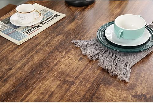 Miniatura 5 de SDHYL Juego de mesa de comedor de 45 pulgadas con 2 bancos, juego de mesa de comedor para 3, mesa de comedor rectangular pequeña de madera con 2