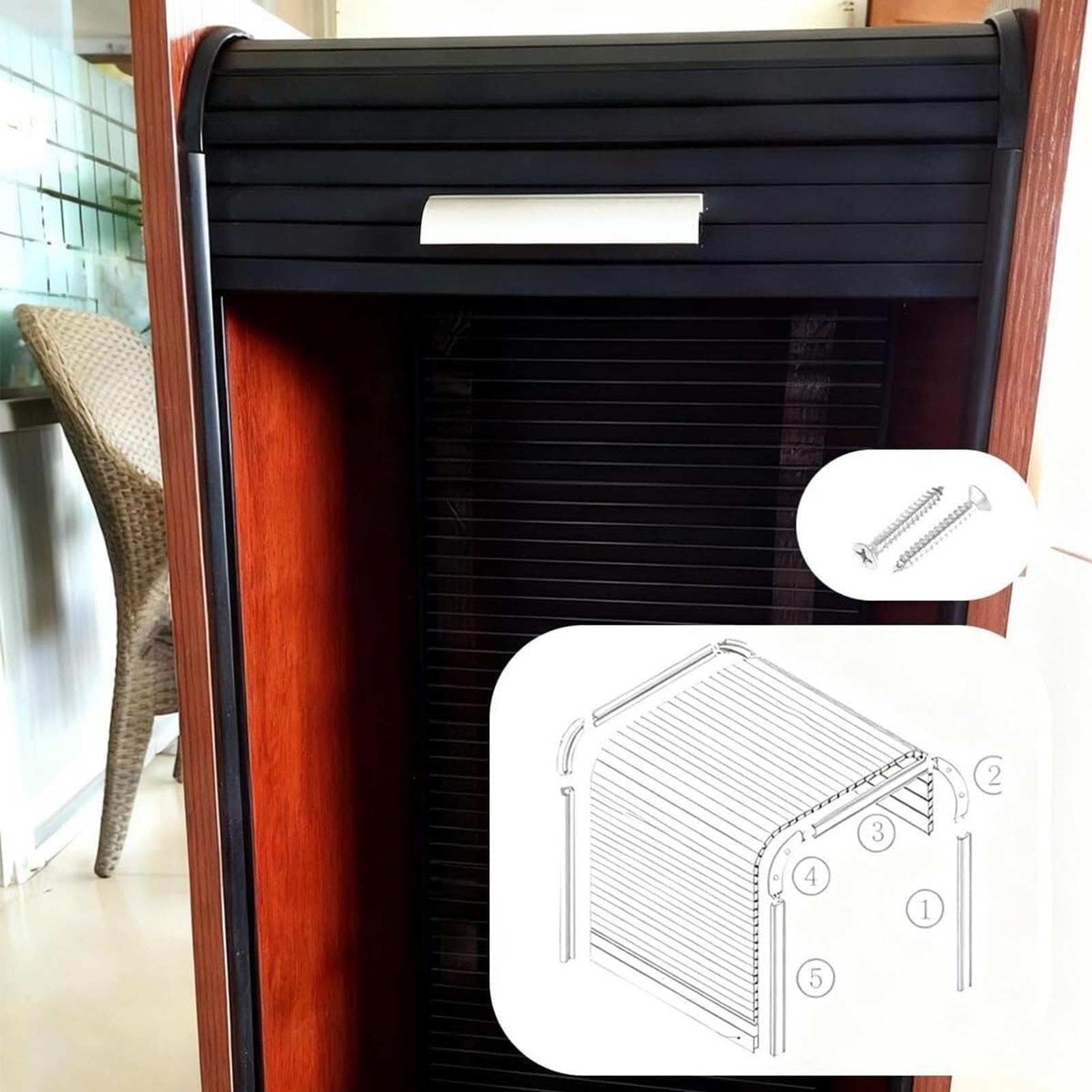 Volet Roulant Manuel Porte Cuisine Exterieure Kit de Porte À Tambour Portes Coulissantes Pour Camping-car, Bureau, Hôtel, Penderie(50x50 cm)
