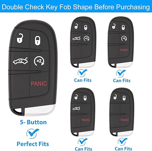 Miniatura 2 de OLLEN Funda para llavero de TPU con anillo brillante, apta para Jeep Grand Cherokee Renegade Compass Chrysler Dodge RAM Durango Challenger Journey