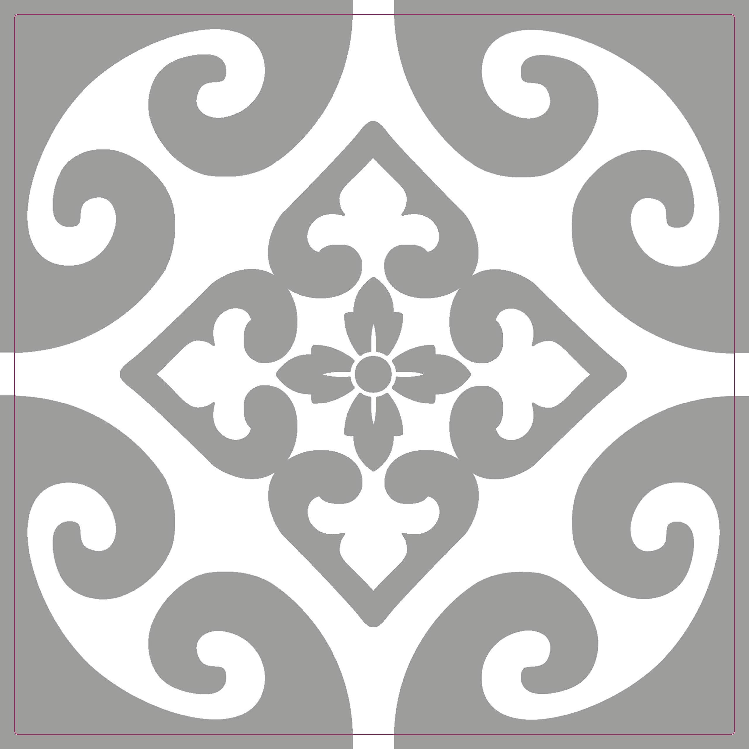 Grey Tile Stickers Victorian Morrocan Modern self Adhesive wall Art Decor transfers-Bathroom backsplash Kitchen splashbacks Floral Decals Peel and Stick (Grey Modern 5, 4 inch) Pack of 10
