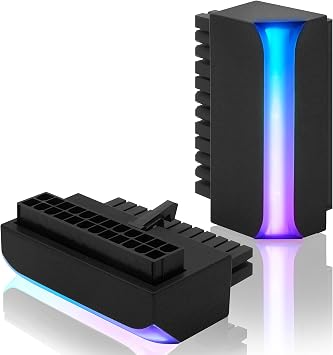 EZDIY-FAB ATX 24-pin 90 Degree Power Connector 5V 3 Pin ARGB Rainbow Female to Male Power Supply/Power Adapter for Computer Motherboard -1 Pack