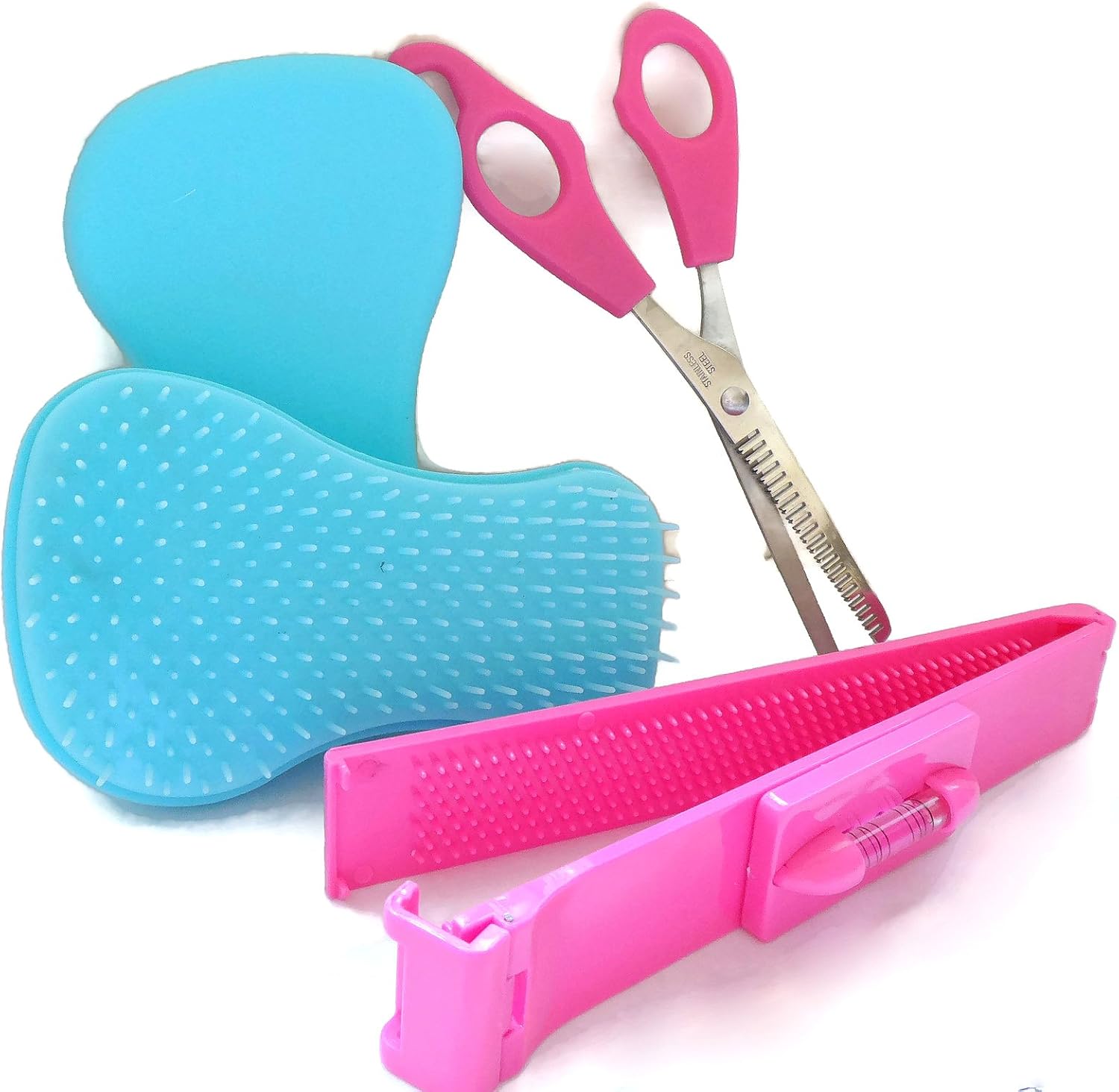 4 Piece Bangs Fringe Hair Cutting Guide Tool With Spirit Level, Hair