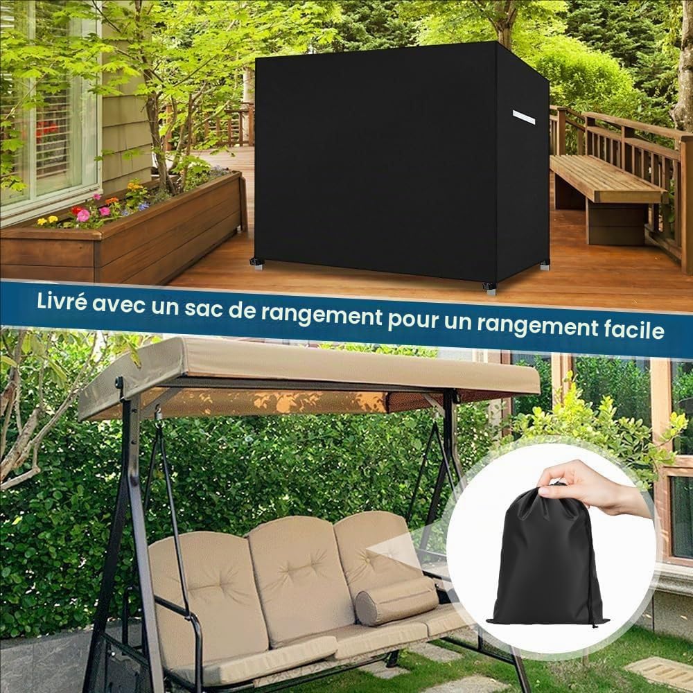 pour Housse Balancelle Jardin 3-4 Places,pour Housse de Balancelle 3 Places, Protection Solaire pour Balançoire de Jardin,220x145x170 cm,Tissu Oxford 420D,pour Balancelle de Jardin,Hamac