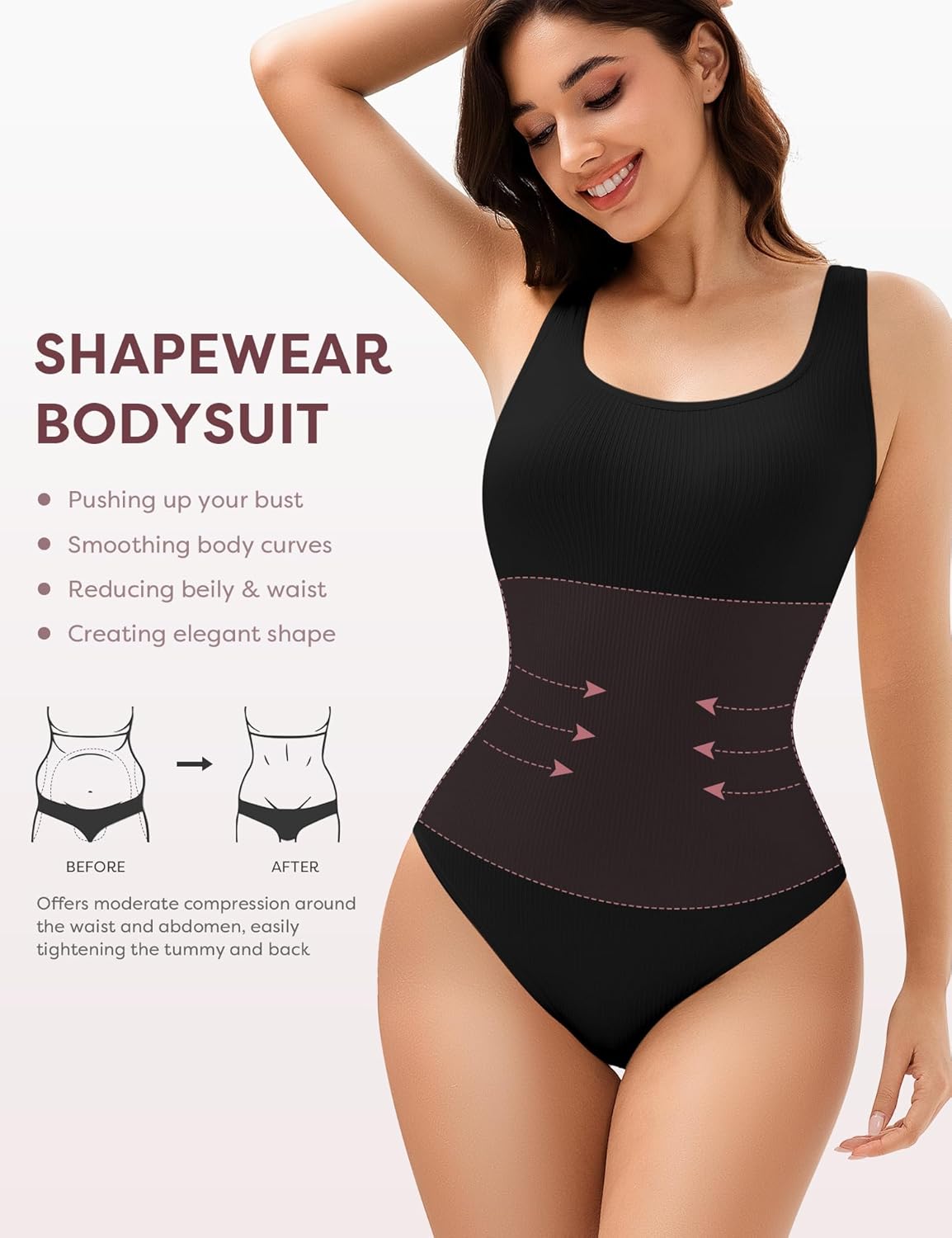 JulyGirl Shapewear Bodysuits for Women,Tummy Control Bodysuit,Seamless Shapewear for Women - Image 2