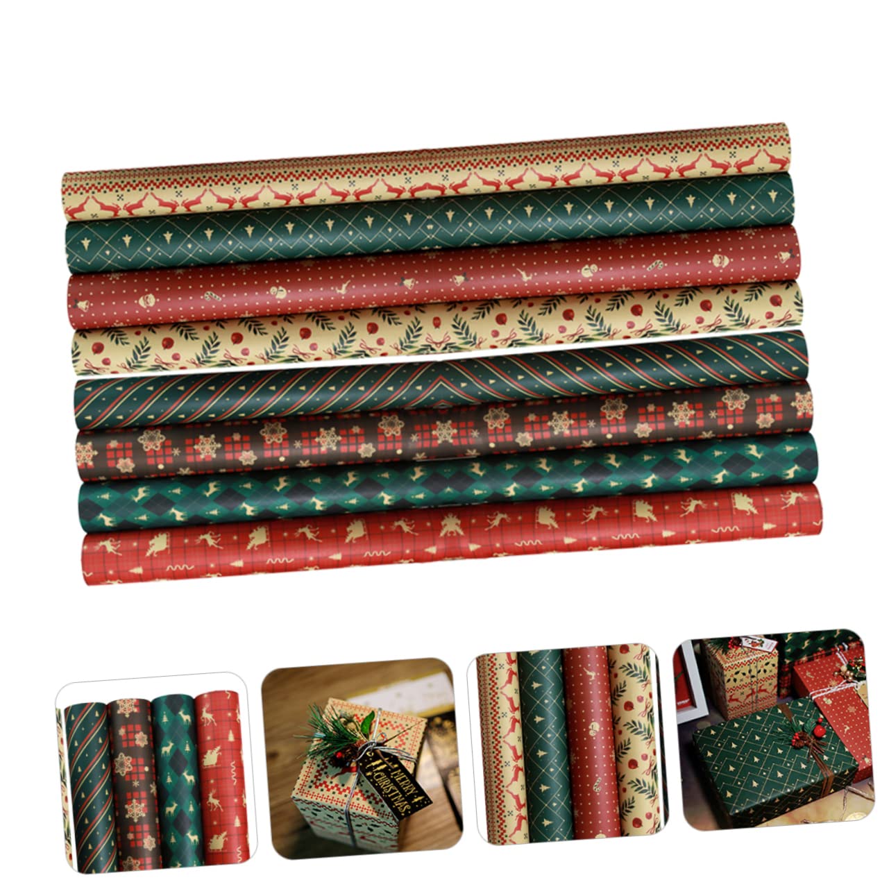 FRCOLOR 3 Sätze Geschenkpapier Für Weihnachten Packpapier Weihnachten Weinachtsgeschenkpapier Rot Verpackungspapiere Selber Machen Band Weihnachtsgeschenkpapier Papierumschlag 8 Stück * 3