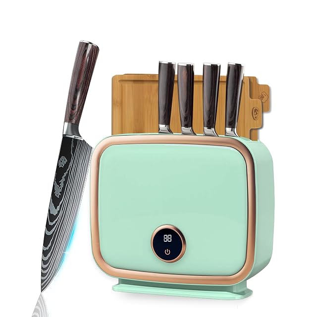 Kitchen Knife Block Set 4 Professional Damascus Knives Beautiful Intelligent Knife Block 110V 70 Hot Air Drying Cleanliness