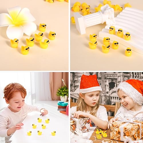 Miniatura 5 de 100 mini patos de resina, lindos mini patos de resina con lentes de sol, pequeños patos en miniatura de pato amarillo para decoración de plantas en