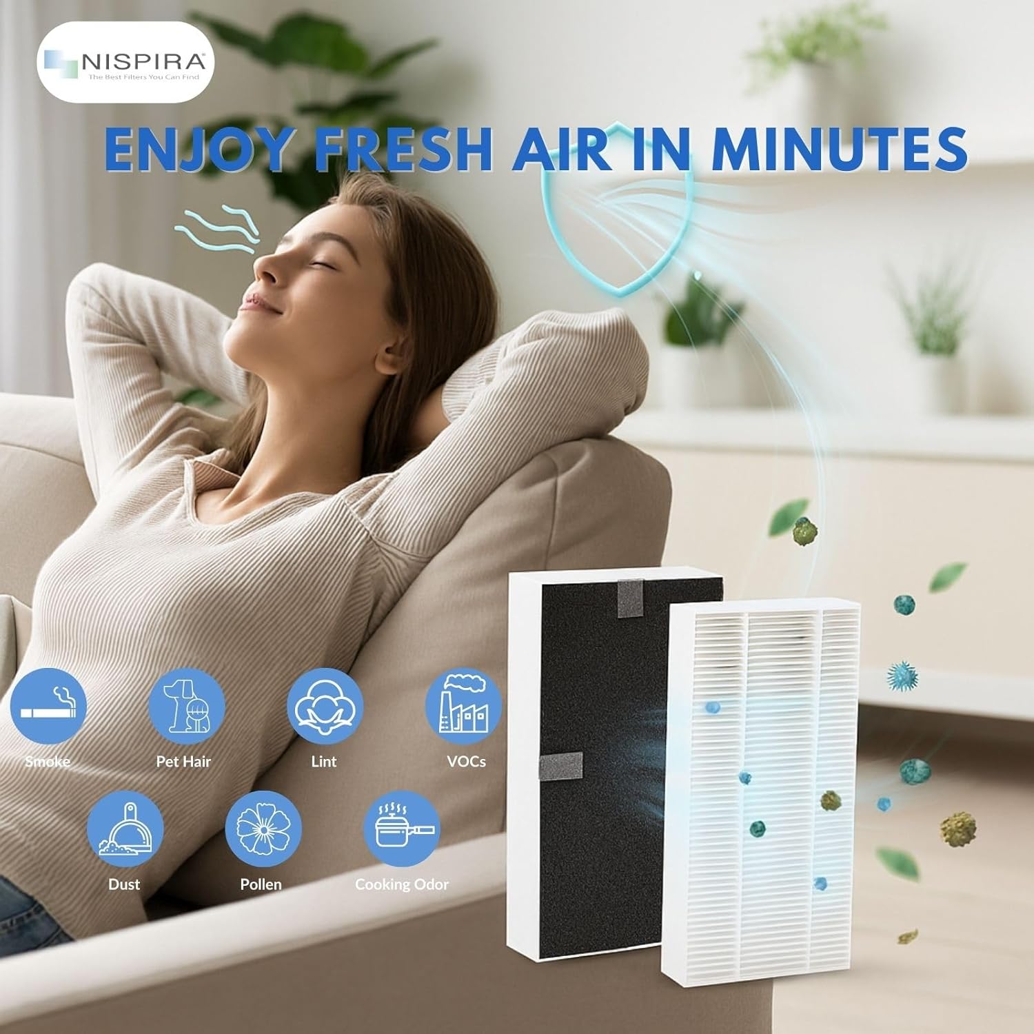 Nispira U Filter HRF201B Replacement 2-in-1 HEPA Activated Carbon For Honeywell Febreze Air Purifier FRF102B FRF101B | FHT190 FHT180 FHT170 HHT270 HHT290 | Removes Smoke, Pollen, Dust | 2 Packs - Image 6